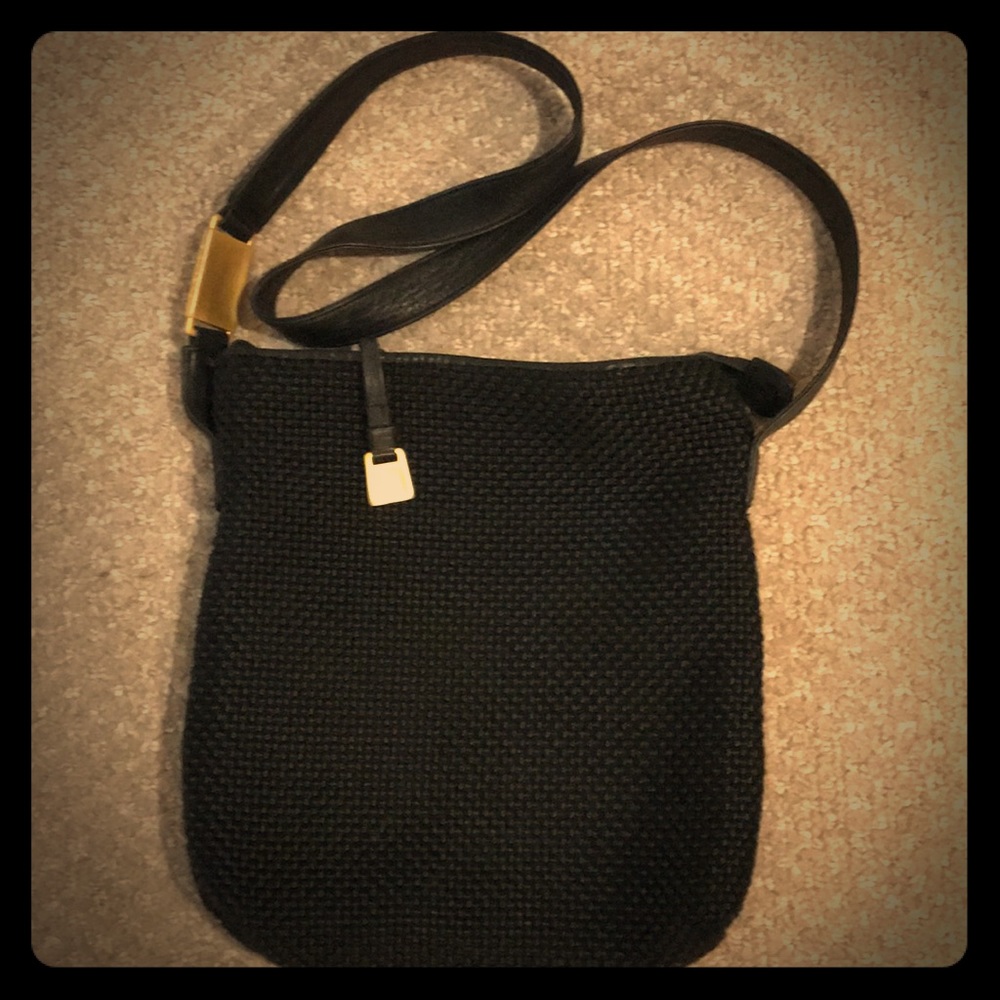 Vintage black woven over the shoulder purse